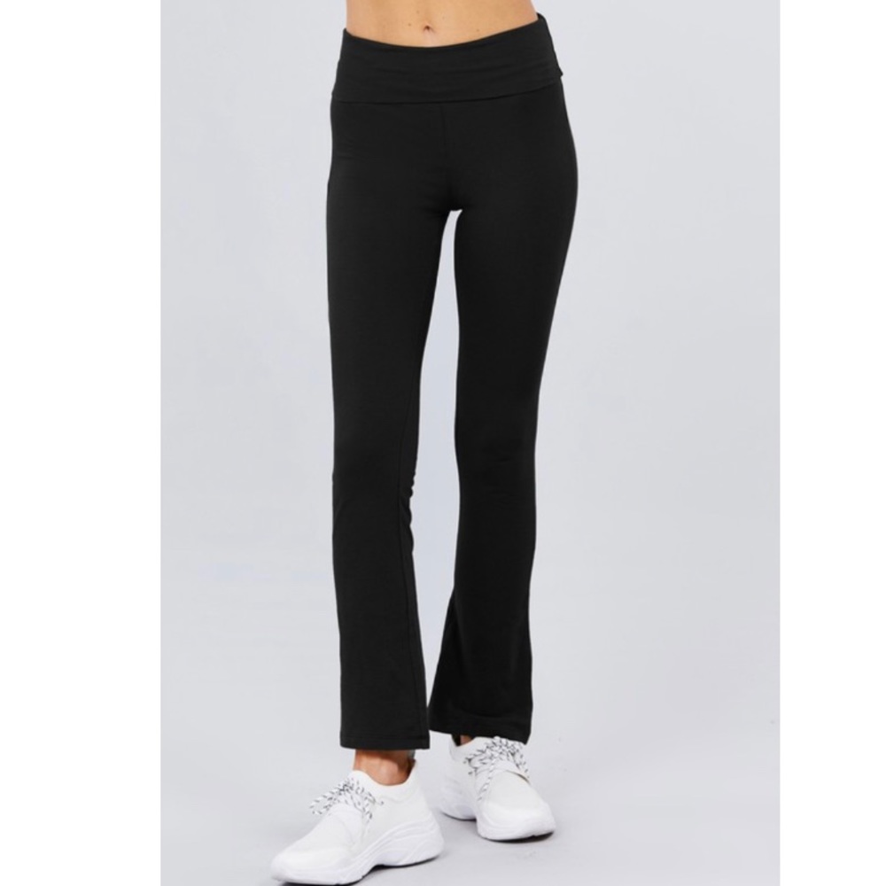 Fold over Waistband Flared Leg Yoga Lounge Pant